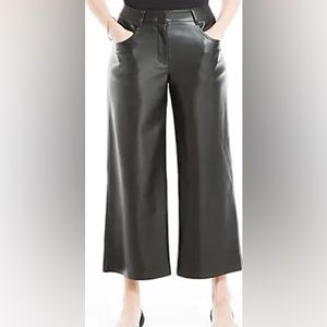 Max Studio Size 14 Black Faux Leather Wide Leg Pants